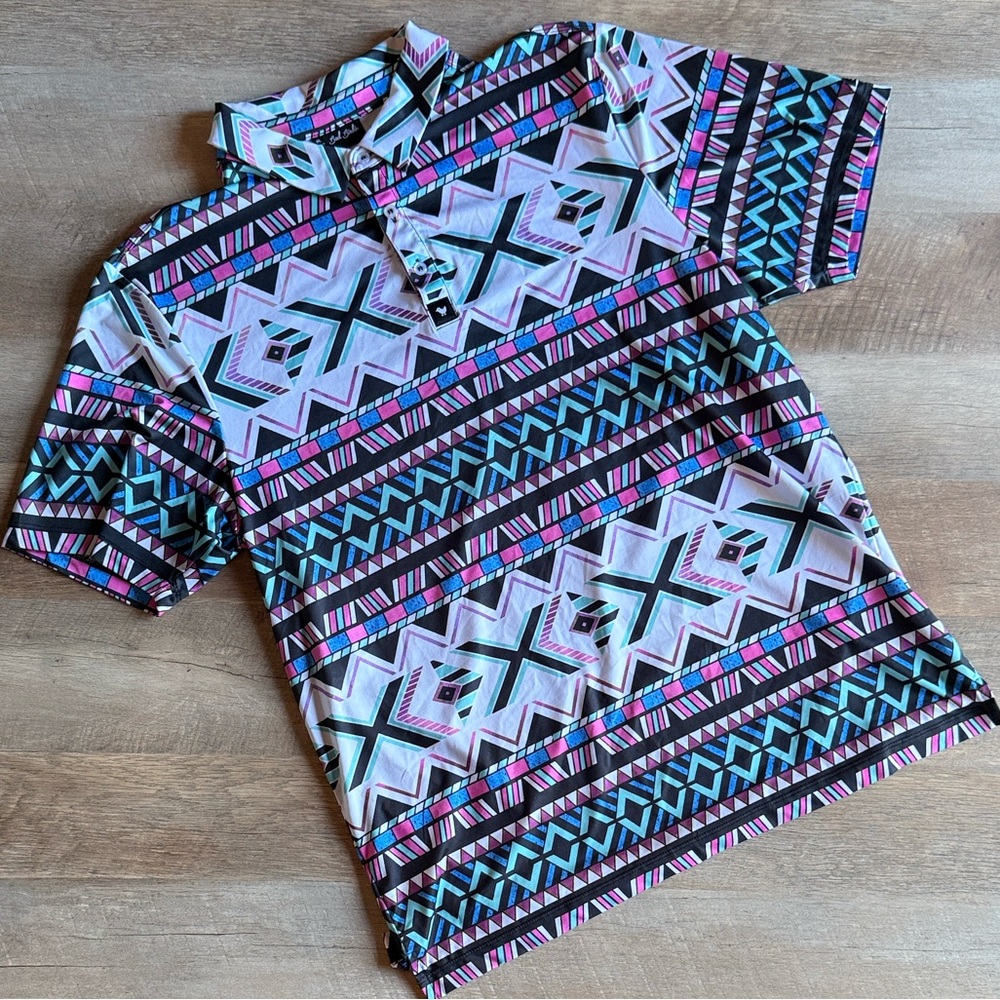 Bad Birdie Men’s Polo with Tribal Print XL